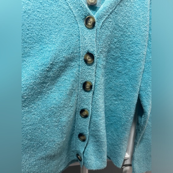 NWOT Fate Blue Button Down Hooded Sweater - Picture 2 of 5